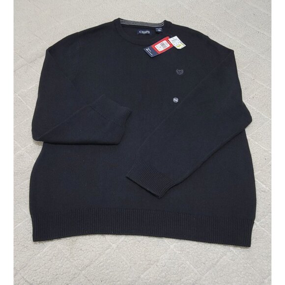 Chaps Mens Black Classic Fit Pullover Crew Neck Sweater Long Sleeve Size 2XL NWT - Picture 3 of 8